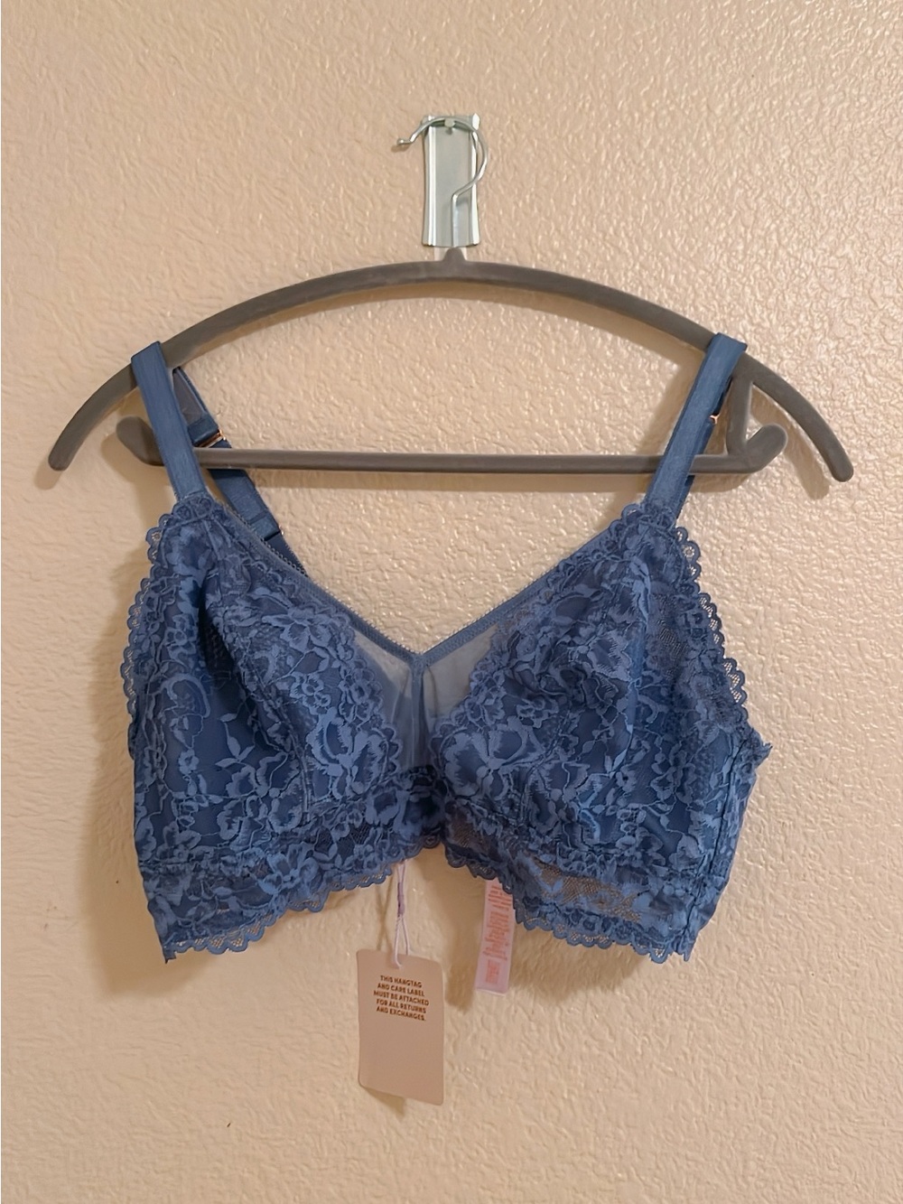 Savage X Fenty | Blue Lace Double Plus 1X Floral Lace & Mesh Bralette - Picture 2 of 7